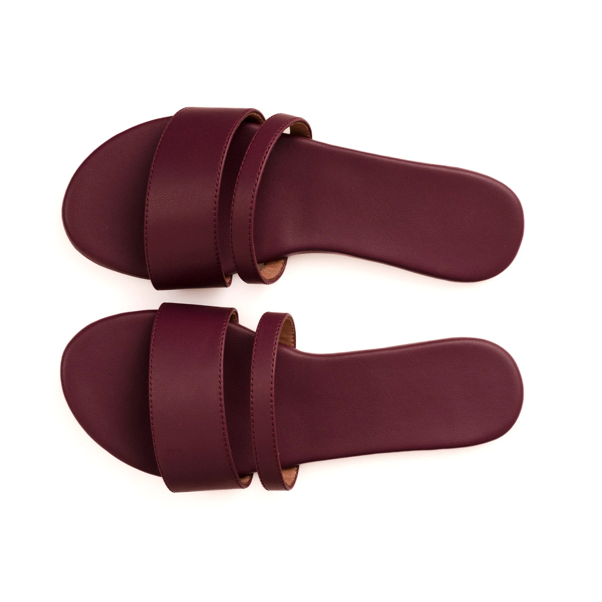 Tev Cloak Vegan Leather Maroon Women Slides Thrift Edit