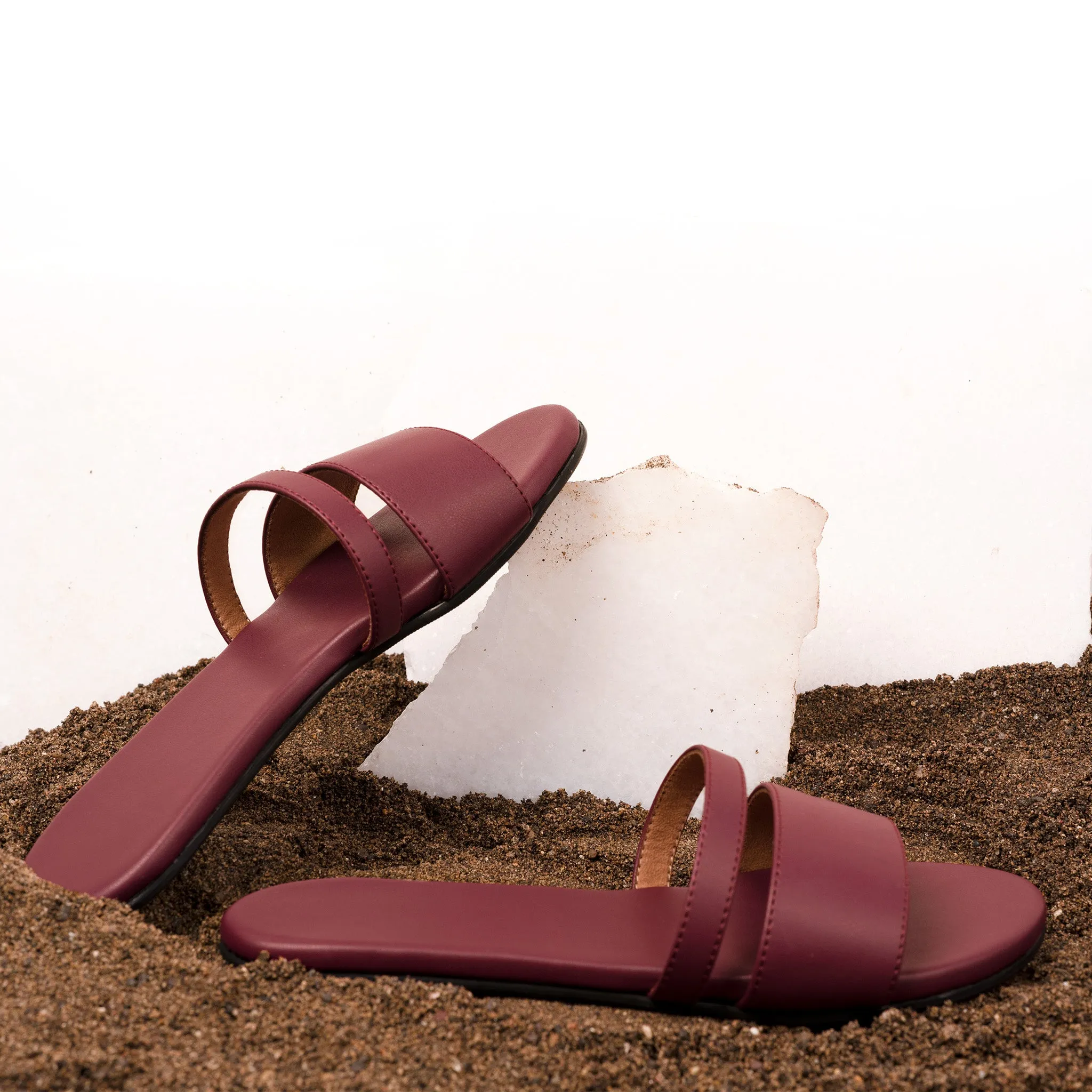 Tev Cloak Vegan Leather Maroon Women Slides Thrift Edit