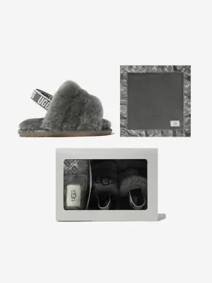 UGG Baby Fluff Yeah Slides And Blanket Gift Set