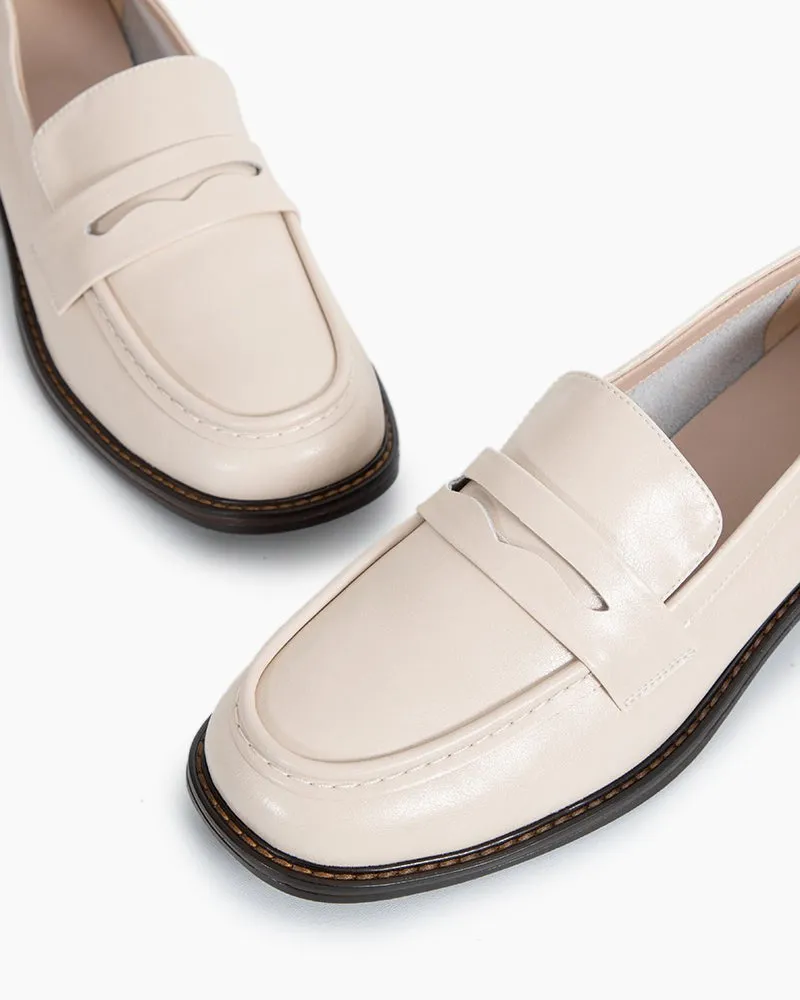 Women Timeless Comfortable Penny Chunky Heel Loafers