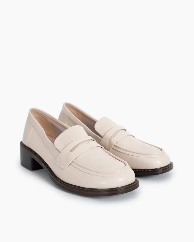 Women Timeless Comfortable Penny Chunky Heel Loafers