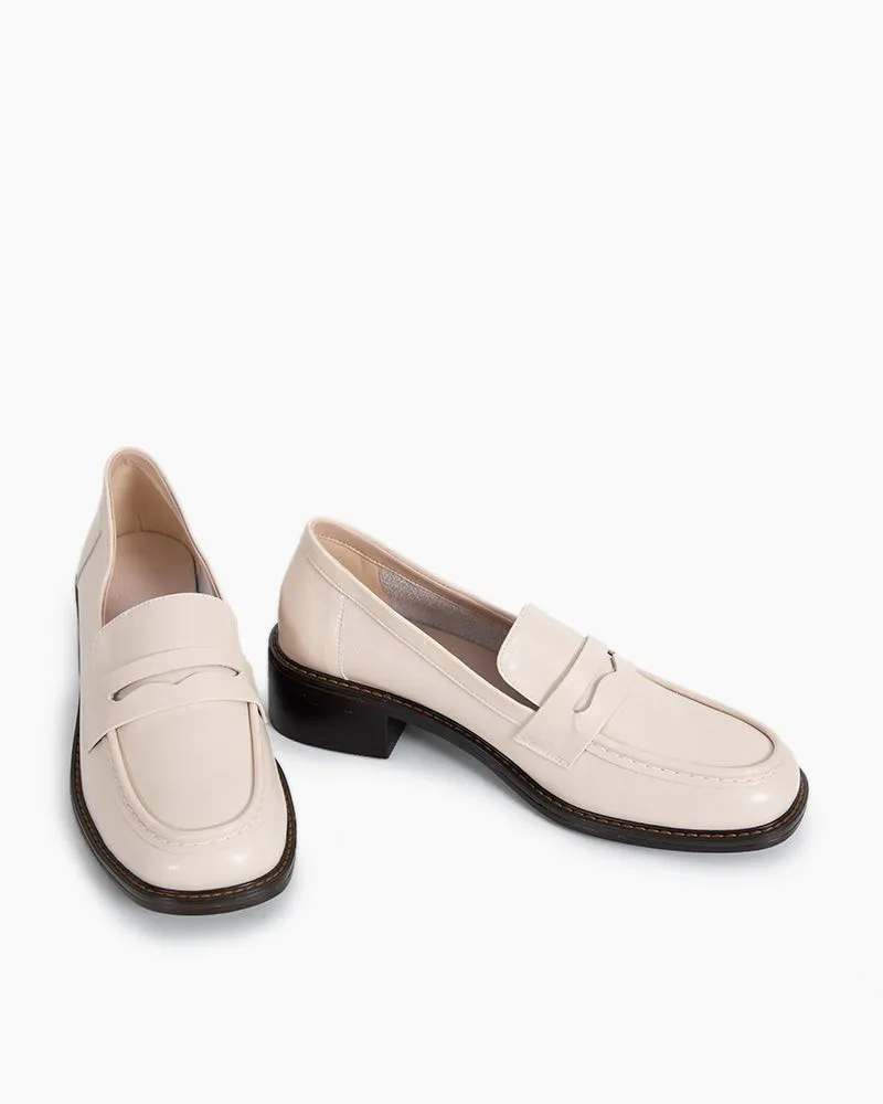 Women Timeless Comfortable Penny Chunky Heel Loafers