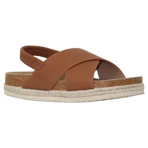 Women's Classic Criss Cross Platform Sandals Espadrilles Sling Back Tan