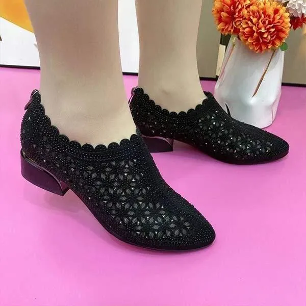 Women's Mesh Rhinestone Breathable Flats 94739853C