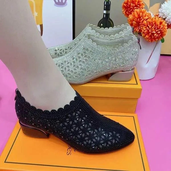 Women's Mesh Rhinestone Breathable Flats 94739853C