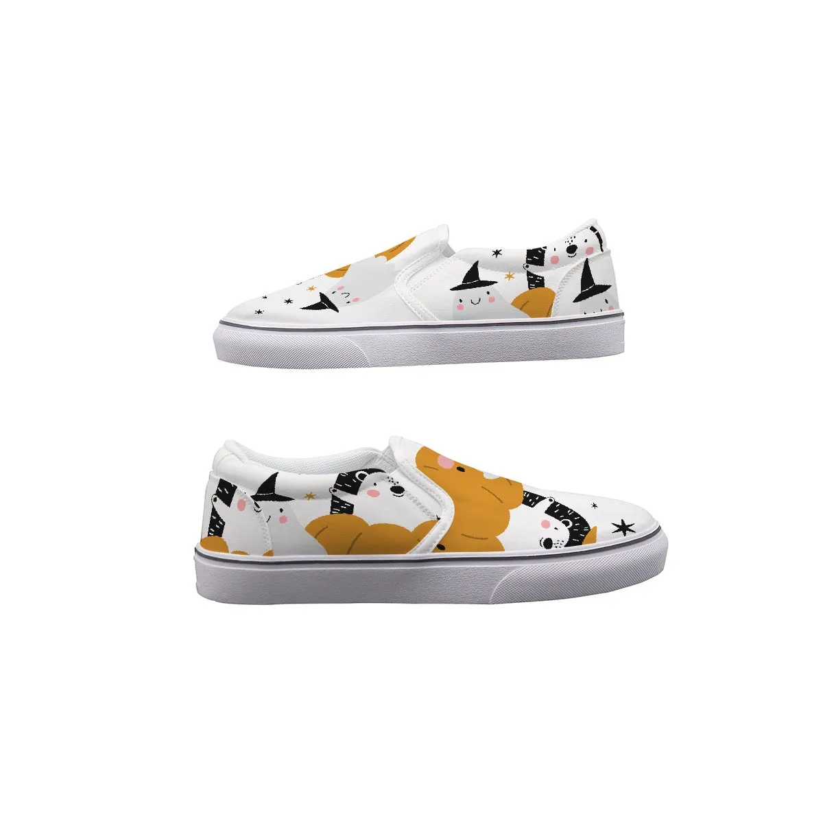 Women's Slip On Sneakers 230 white with Halloween print