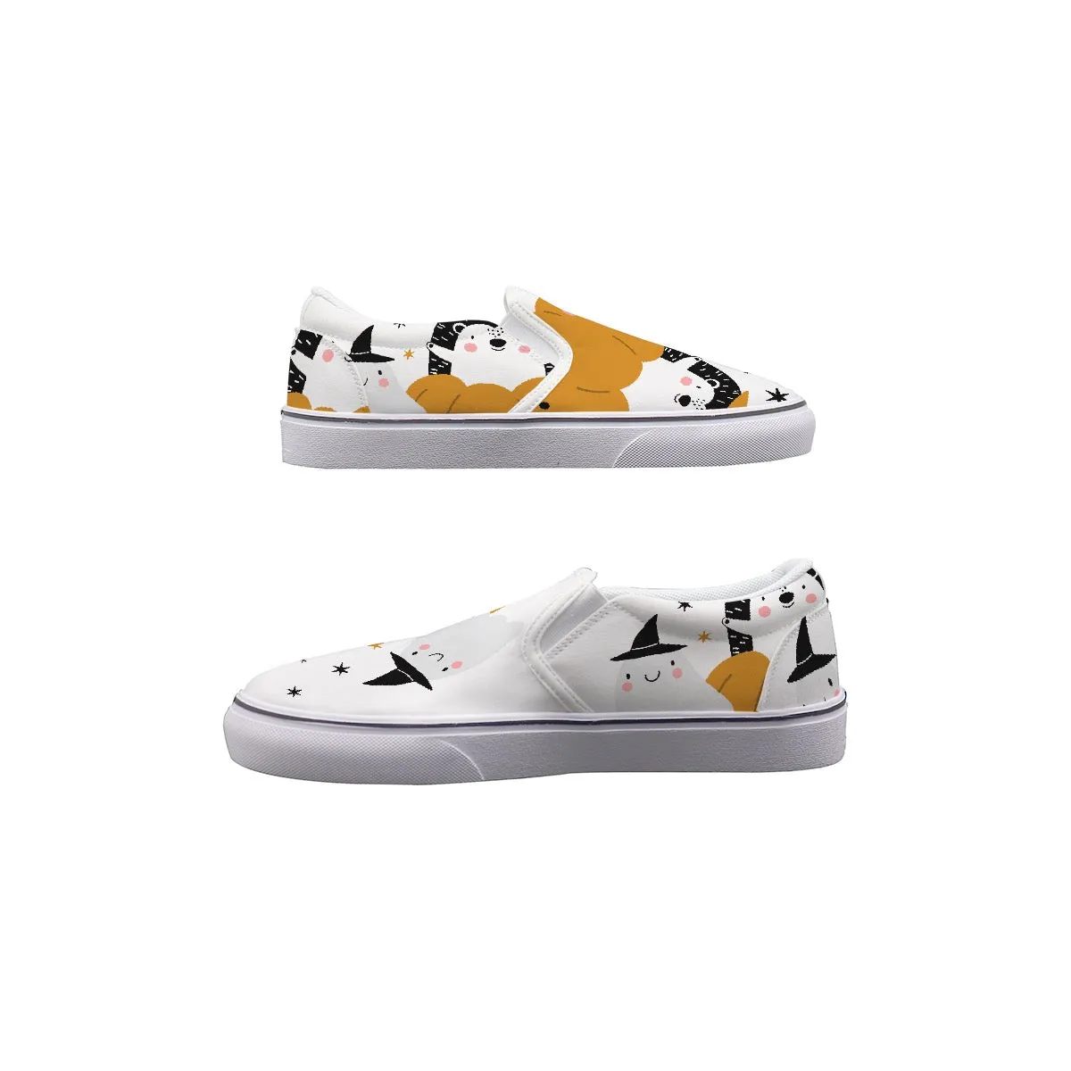 Women's Slip On Sneakers 230 white with Halloween print